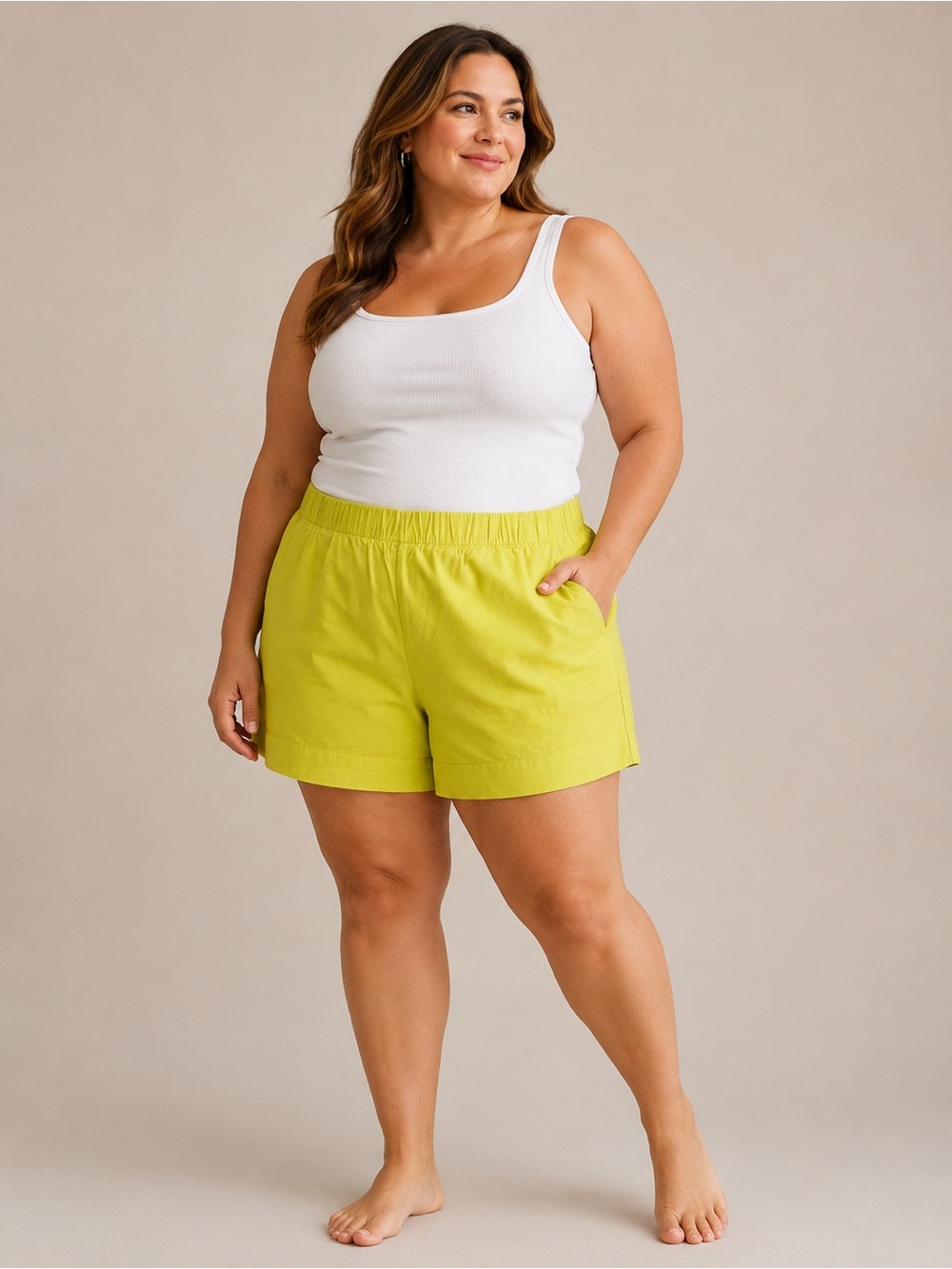 On 34th Bright Yellow Pull-On Shorts – Size L